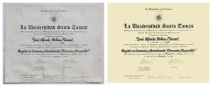 Diploma universidad restaurado
