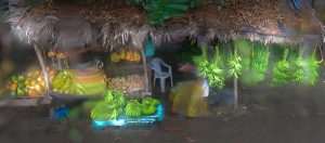 Venta frutas en dia lluvioso