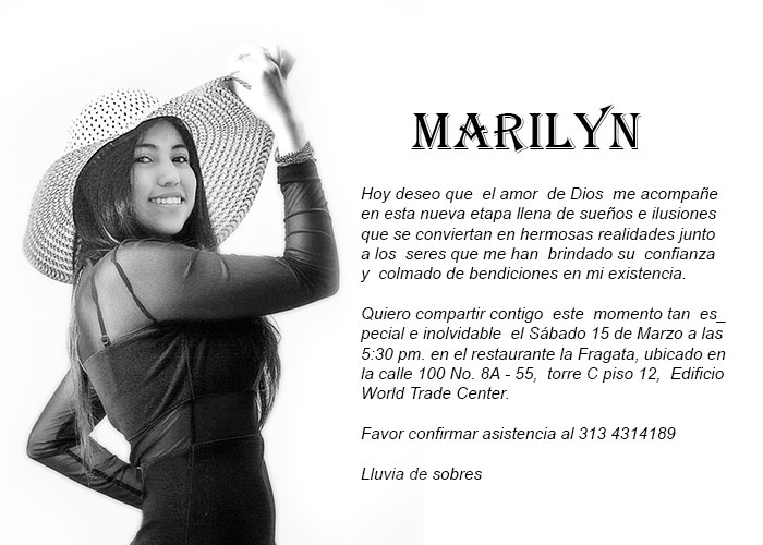 Tarjeta invitación 15 años