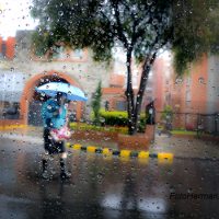 Foto dama con paraguas dia lluvioso